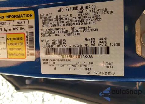 2018 Ford Fusion Hybrid Se from USA, damaged, VIN 3FA6P0LUXJR138365